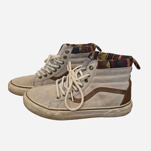 Women's Vans Off The Wall High Top Knit Geo Aztec Lace Up Indie Sneaker Shoes - Picture 1 of 8